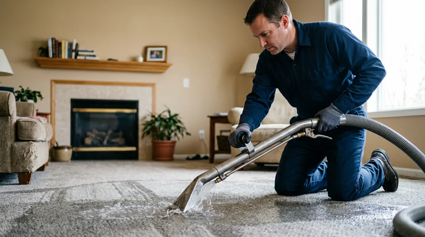 Water damage restoration technician working near Huntsville, AL